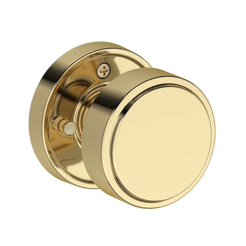 Vashon Privacy Knob with Recessed Round Rose in Non-lacqered Brass, Unlacquered Brass