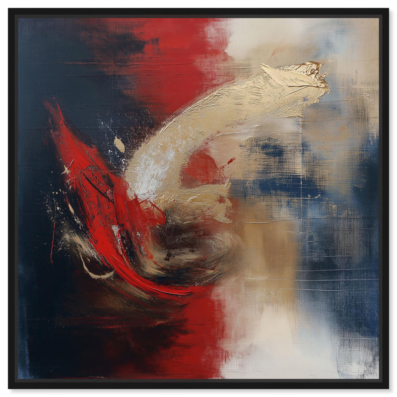 Art Remedy abstrait avec toile dorée, H 31 po x l 31 po, Cadre flottant noir