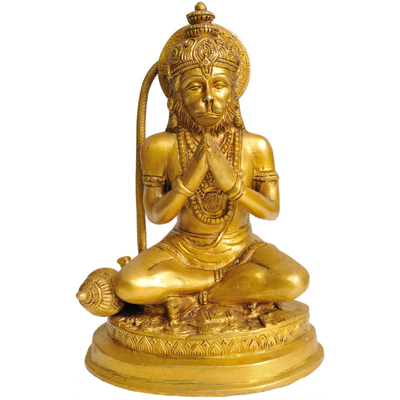Figurine lord Hanuman en prière, Or