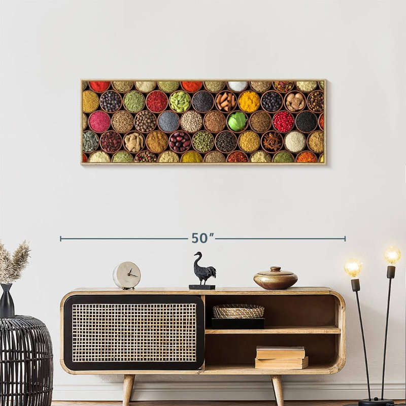 Épice de toutes sortes, Cadre flottant en bois naturel, 43 po x 15 po