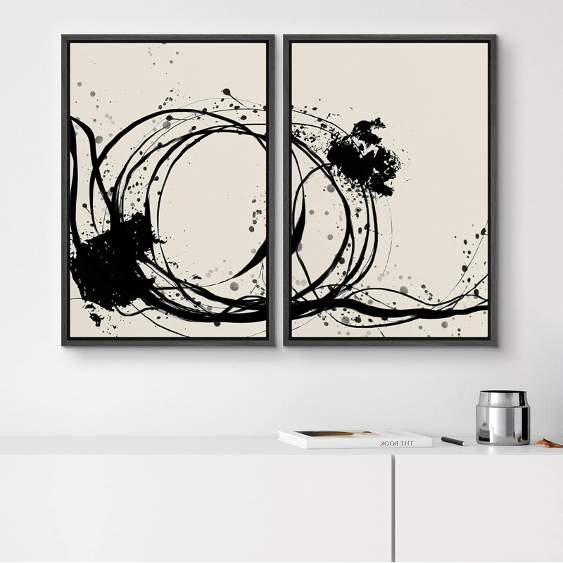 «Pastel Watercolor Green Blue Wave», 2 pièces, Noir, H 24 po x l 16 po