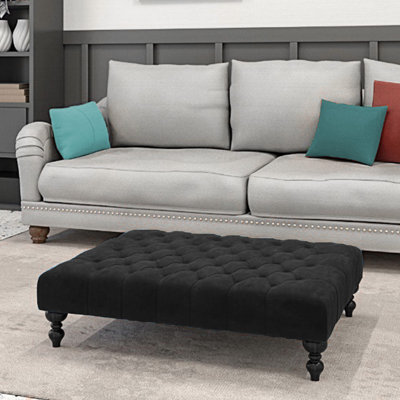 Ainura 80cm Wide Velvet Tufted Rectangle Solid Colour Cocktail Ottoman