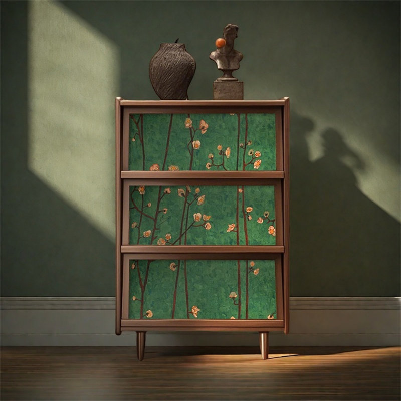 Armoire de rangement décorative en noyer à trois portes