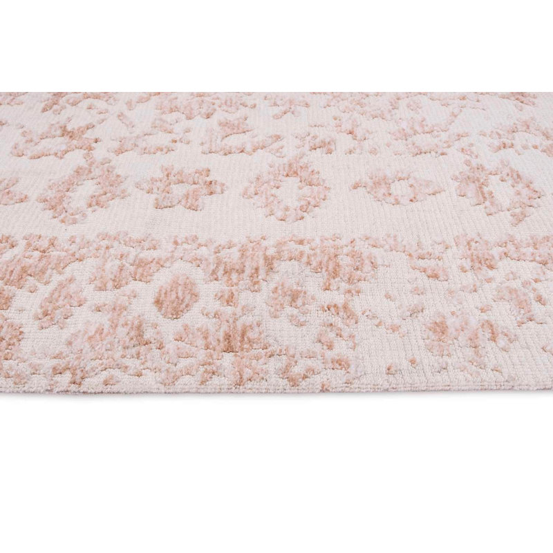 Tapis rose en microfibre tissé à la machine Floral, Rectangle 8 pi 10 po x 12 pi