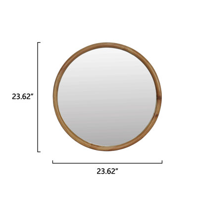Miroir mural rond rond en bois naturel 27,56 po pour salle de bain, chambre à coucher, entrée