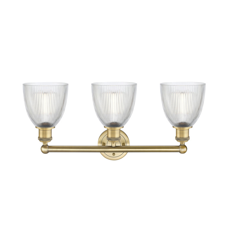 Éclairage pour meuble-lavabo 3 lumières 24 pouces Philomene, Transparent, Laiton brossé