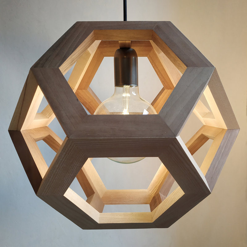 Chewelah 1 - Light Geometric Pendant, Light Oak