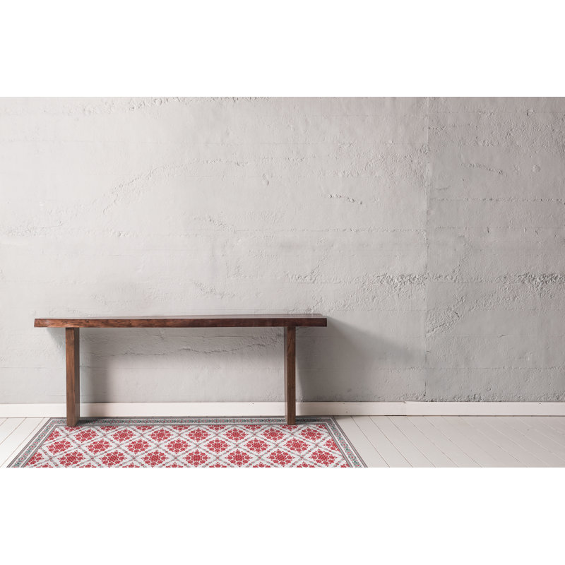  Noelia Red Easy to Clean Vinyl Mat, Rectangle 5'6" x 8'
