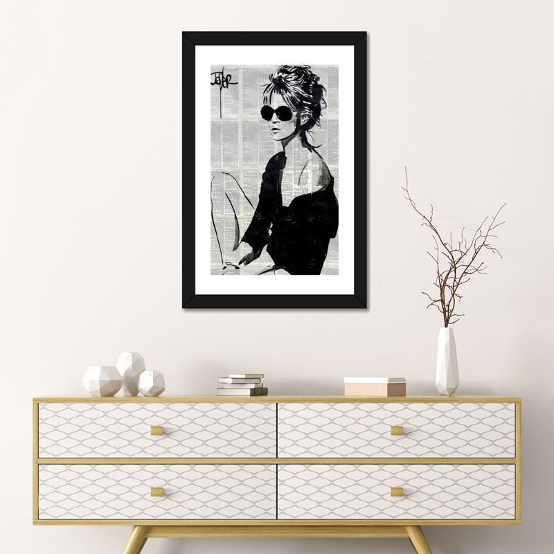 « Summers end » par Loui Jover-impression d’art graphique, Papier encadré noir, Blanc, H 24 po x l 16 po x P 1 po