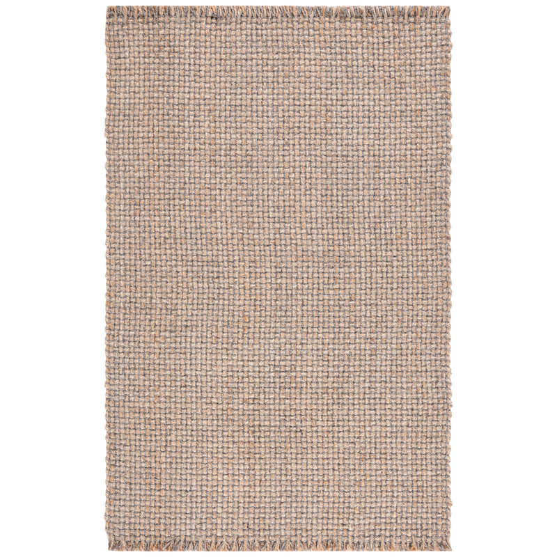 Tapis gris en jute / laine tissée à la main Krenzke, Rectangle 6 pi x 9 pi