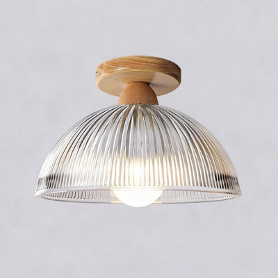 Ribber Glass Semi Flush Light