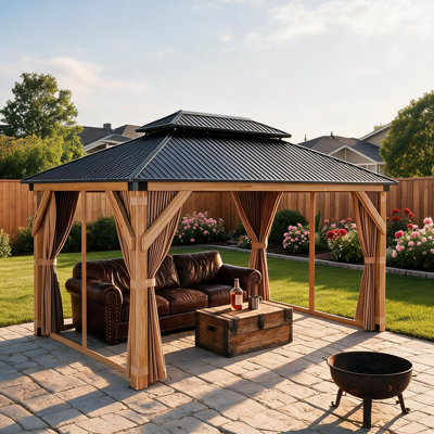 10x14 ft Hardtop Wood Gazebo