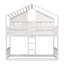 Lit superposé simple au dessus d'un lit simple avec toit, fenêtre, boîte de fenêtre, porte-512103869