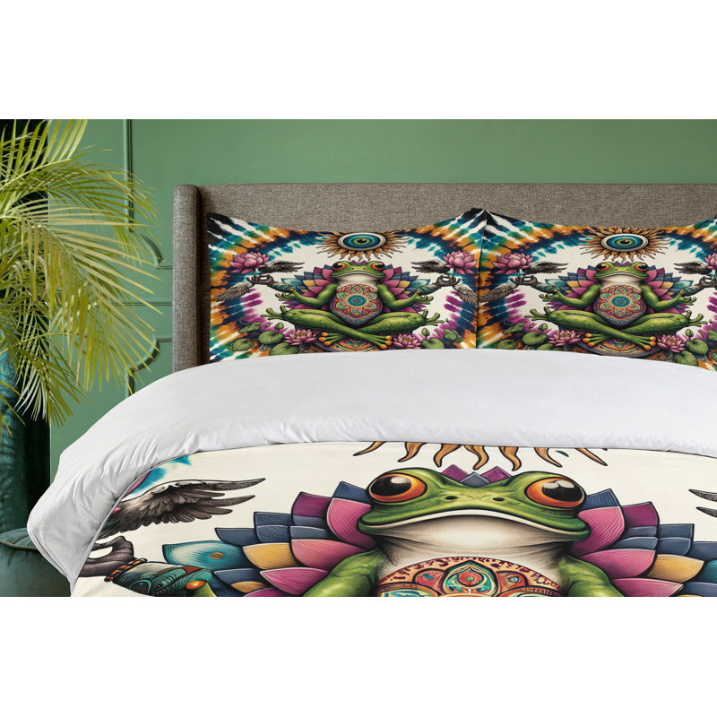 Psychedelic Frog Esoteric Queen Duvet Cover Set