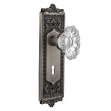 Crystal Chateau Interior Mortise Door Knob with Egg & Dart Long Plate
