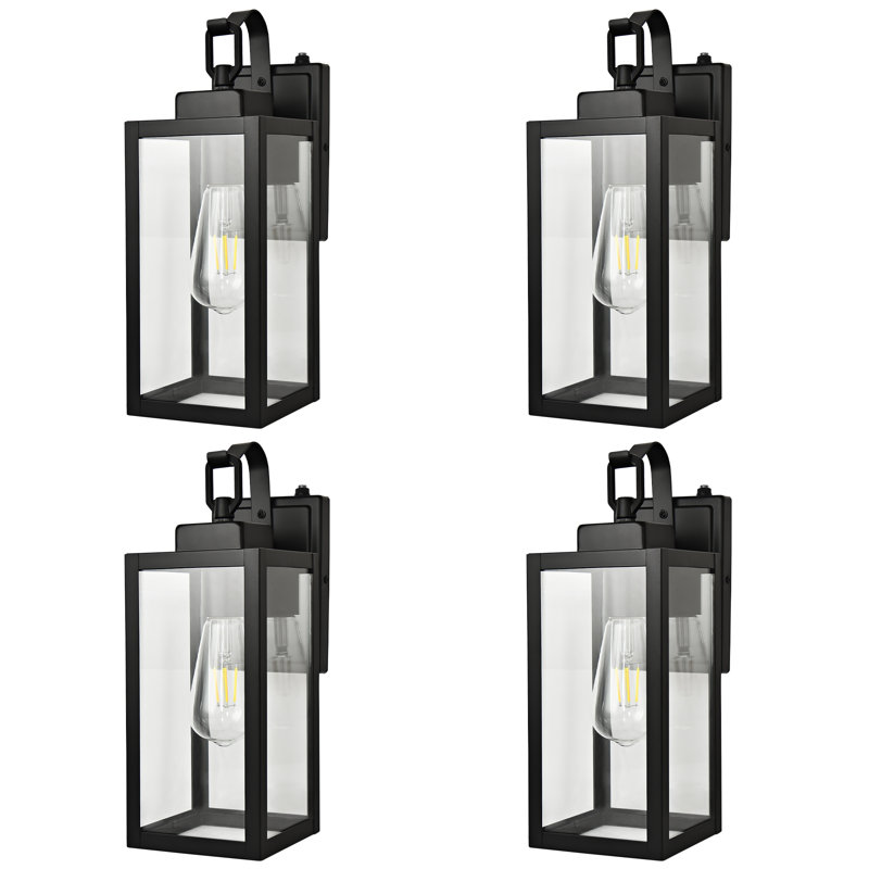 Schlegel Matte Black Outdoor Wall Lantern With Dusk To Dawn, 17.95" H x 5.95" W x 5.95" D