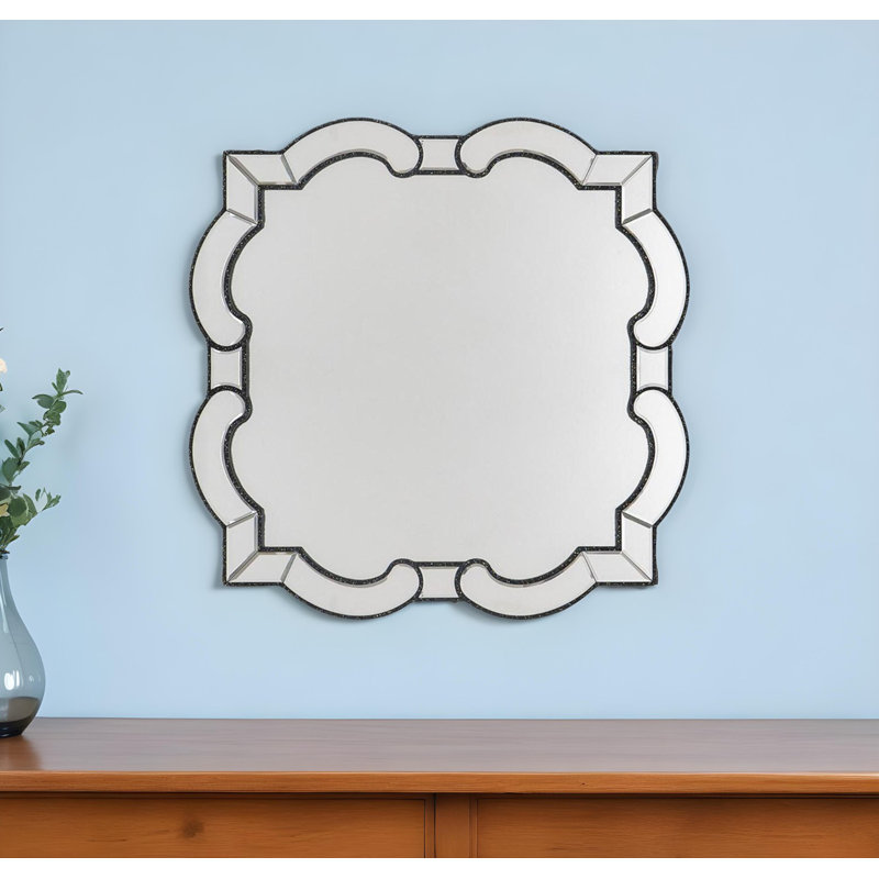 32" Clear Scalloped Glass Framed Accent Mirror