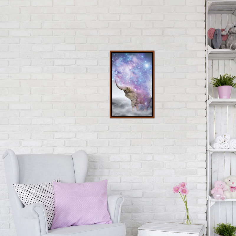 «Elephant - Dust Galaxy» par Soaring Anchor Designs - impression d'art graphique, H 26 po x l 18 po x 1,5 po, Pas de tapis