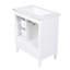 Meuble-lavabo de 30 po avec lavabo, armoire de salle de bain avec porte, trois tiroirs, pieds en bois massif et panneau de fibres à densité moyenne, patins réglables, blanc
