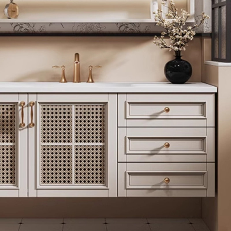 Vintage medieval-style bathroom cabinet, Off White