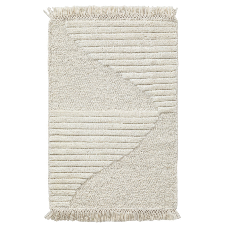 Alar Rectangle Geometric Flatweave Wool/Cotton Area Rug in Ivory, Rectangle 2' x 3'