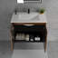 Meuble-lavabo moderne en bois de noyer avec lavabo, solution portable peu encombrante