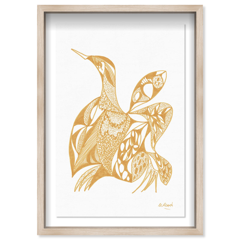Manuel Roman - Goose Print by Oliver Gal, 31.5"H x 21.5"W, Natural Oak Shadowbox