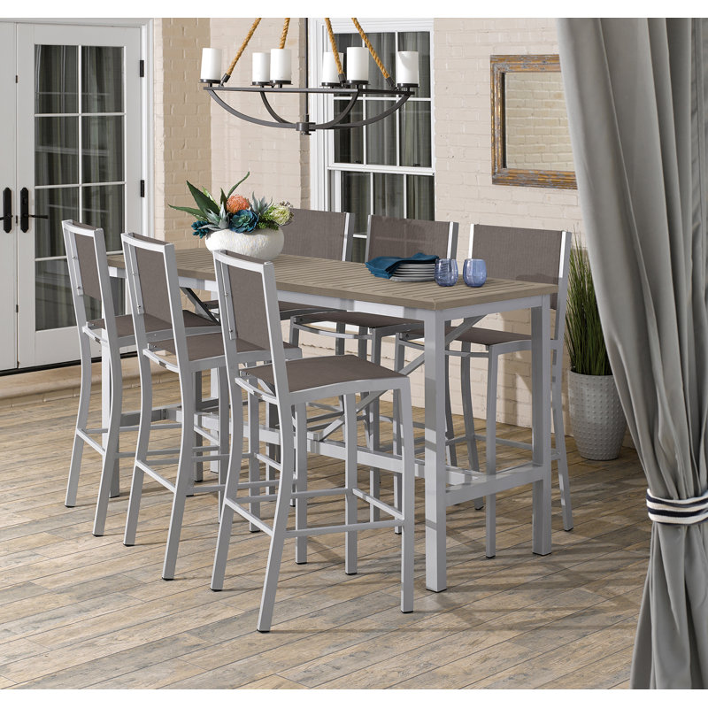 Travira Aluminum Bar Table, Teakwood Vintage