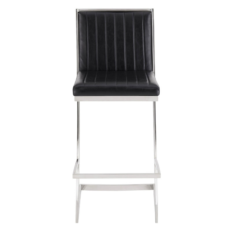 Tabouret de bar en métal Addicyn, Gris rétro / acier inoxydable brossé, Tabouret supplémentaire (siège d'une hauteur de
