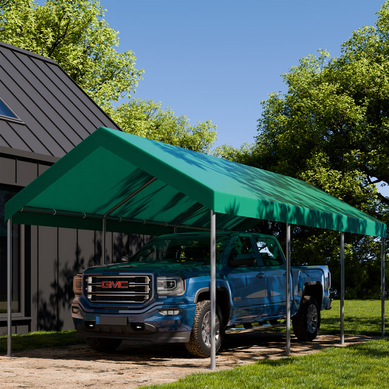 10 Ft. W X 20 Ft. D Heavy Duty  Canopy Portable Garage, Green