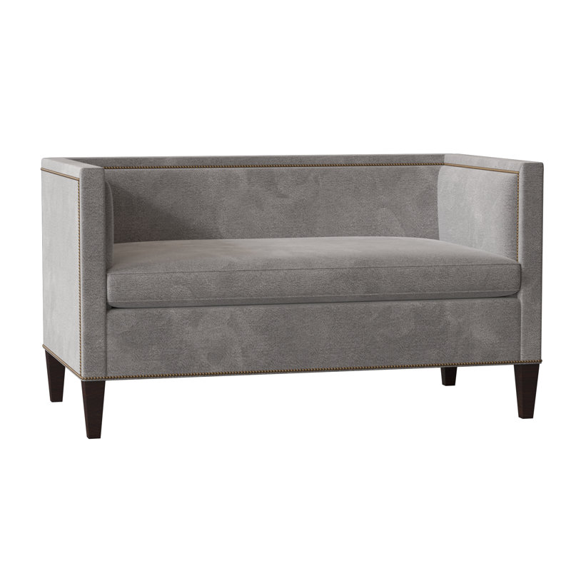 Canapé à accoudoirs carrés 58" Hamilton, gris, Noyer noir, Naturel français