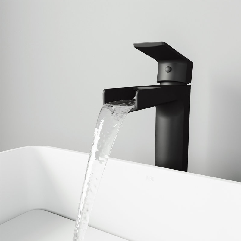 Amada Single Handle Vessel Sink Bathroom Faucet, Matte Black