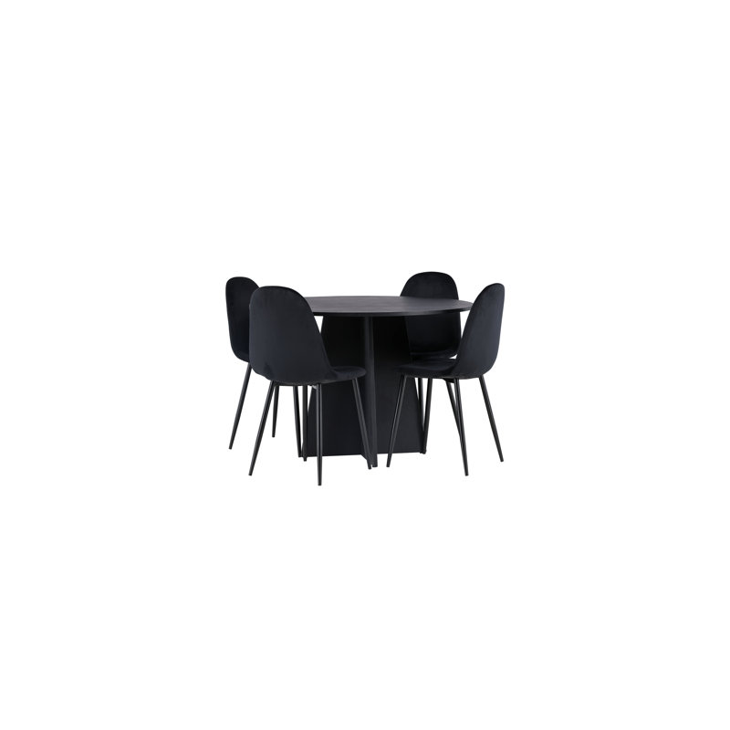 Talley 4 - Person Dining Set, Black, Black