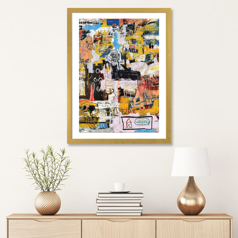 «Basquiat World» par PinkPankPunk - impression d'art graphique, H 32 po x l 24 po, Papier dans un cadre photo, Blanc