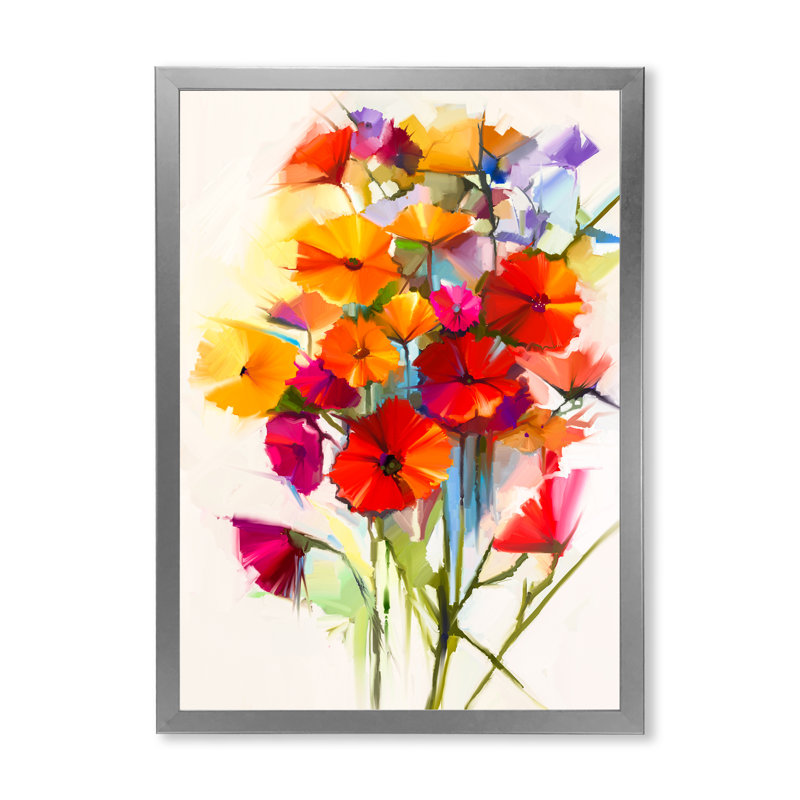 «Abstract Paintbrush Spring Flower Bouquet VI», art mural traditionnel sur toile, H 34 po x l 44 po x P 1,5 po