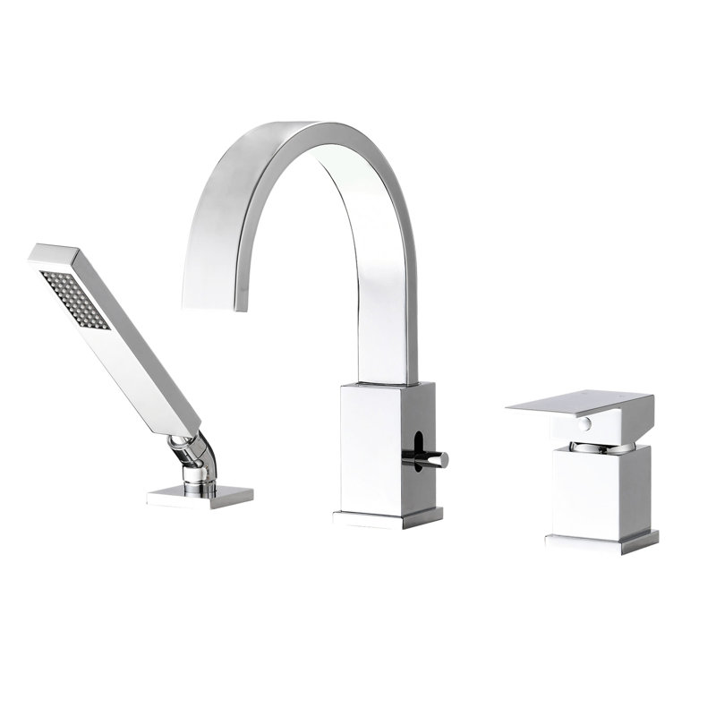 Robinet de baignoire à cascade avec douche à main - installation de 1,38 po et robinet de montage sur le pont 4 po, poids de 11 lb