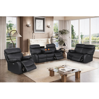 Javez 3 Piece Faux Leather Reclining Living Room Set by Latitude Run