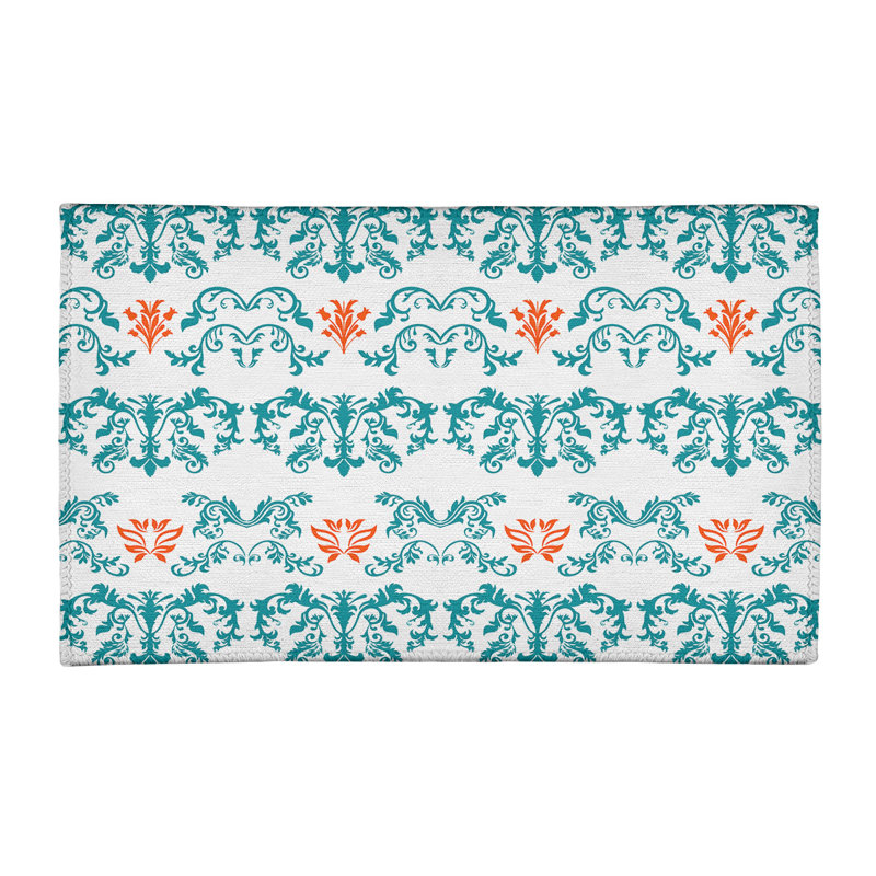 Tapis blanc / vert Damask, Rectangle 3 pi x 5 pi