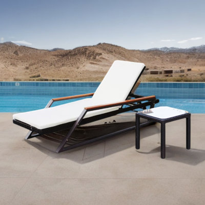 Adjustable Outdoor Lounger Metal Frame Outdoor Chaise Lounge Set with Table by Elegance Furnishings