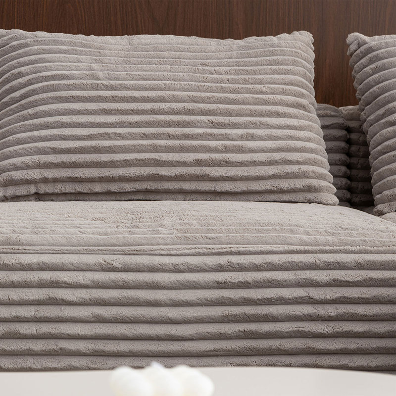 Canapé modulaire 2 pièces Torruella, Velours côtelé gris huître , Accoudoir à gauche (vu de face)