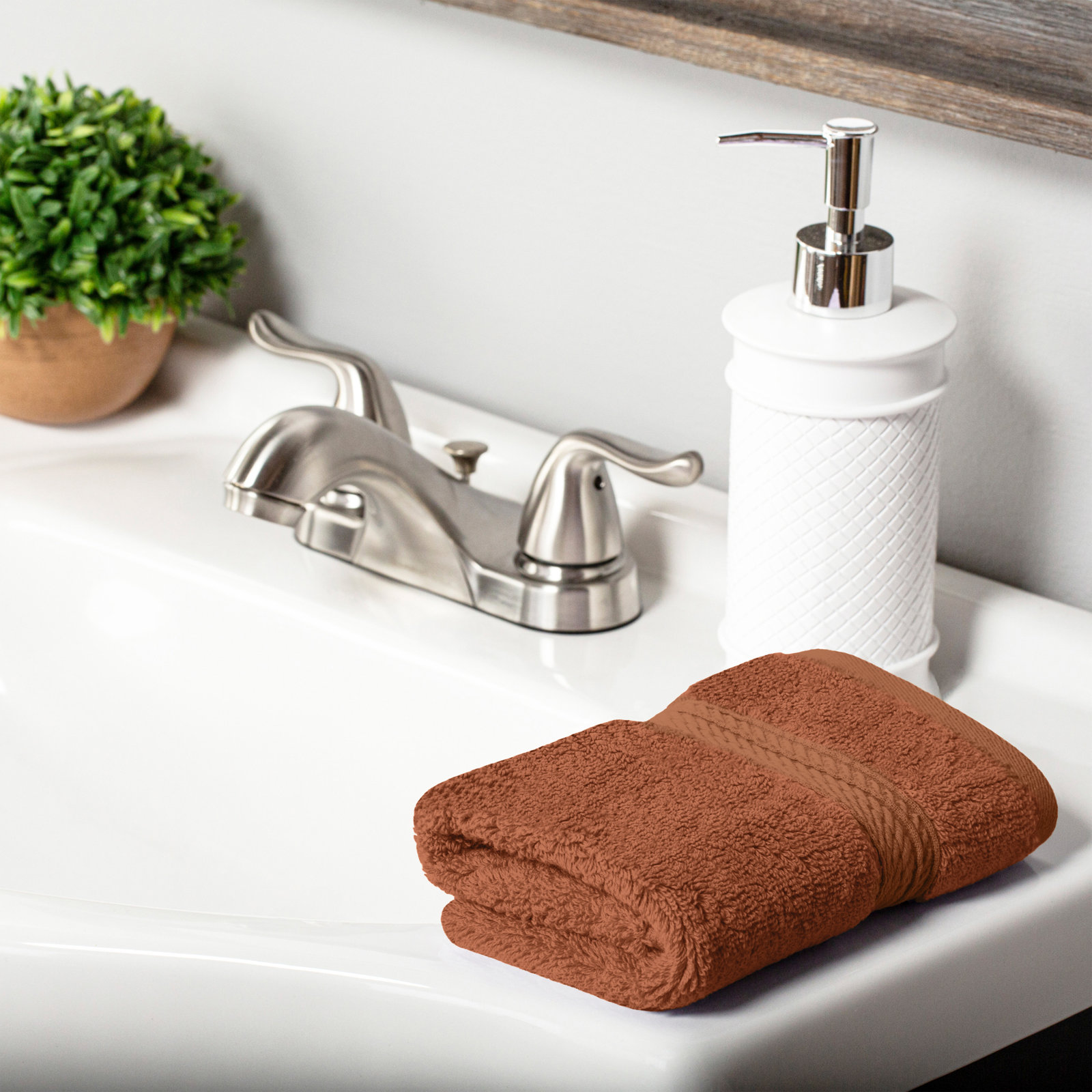 Egyptian Cotton Washcloth Set, Rust, Washcloth - 6 Pack
