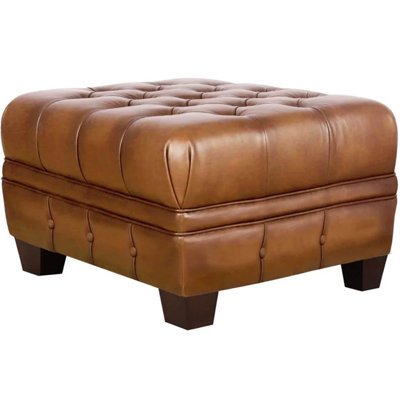 Repose-pieds Chesterfield en cuir fleur York