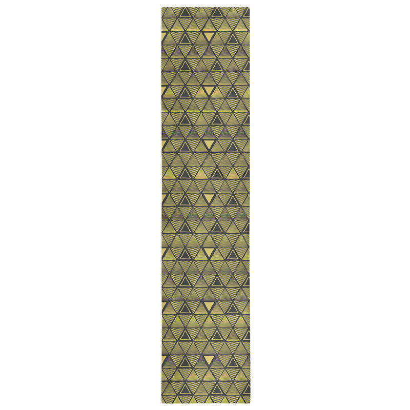 Classic Hand Drawn Triangles Table Runner, 16" x 72", Yellow/Black