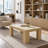 Rectangular Coffee Table with Faux Travertine Top and Oak Frame