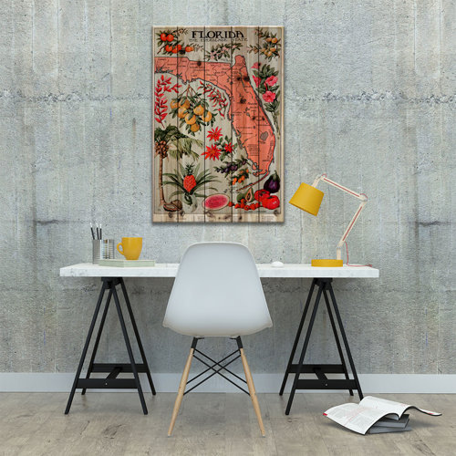 Trinx State Map of Florida Natural - State Map Of Florida (Natural Resources) Vintage Poster Graphic Art Print 