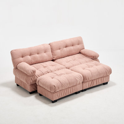 Deep Seat Modular Sectionals, Wood Frame Modern Pink Sofa For Home