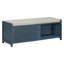 Banc à chaussures avec rangement et coussin, banc de rangement à volets vieillis avec charme rétro pour le salon, vestibule (bleu marine)-130151025
