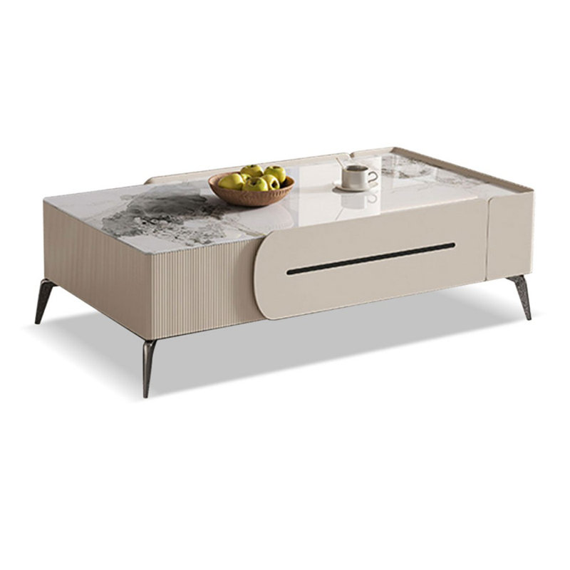 Table basse White Stone + Bois manufacturé