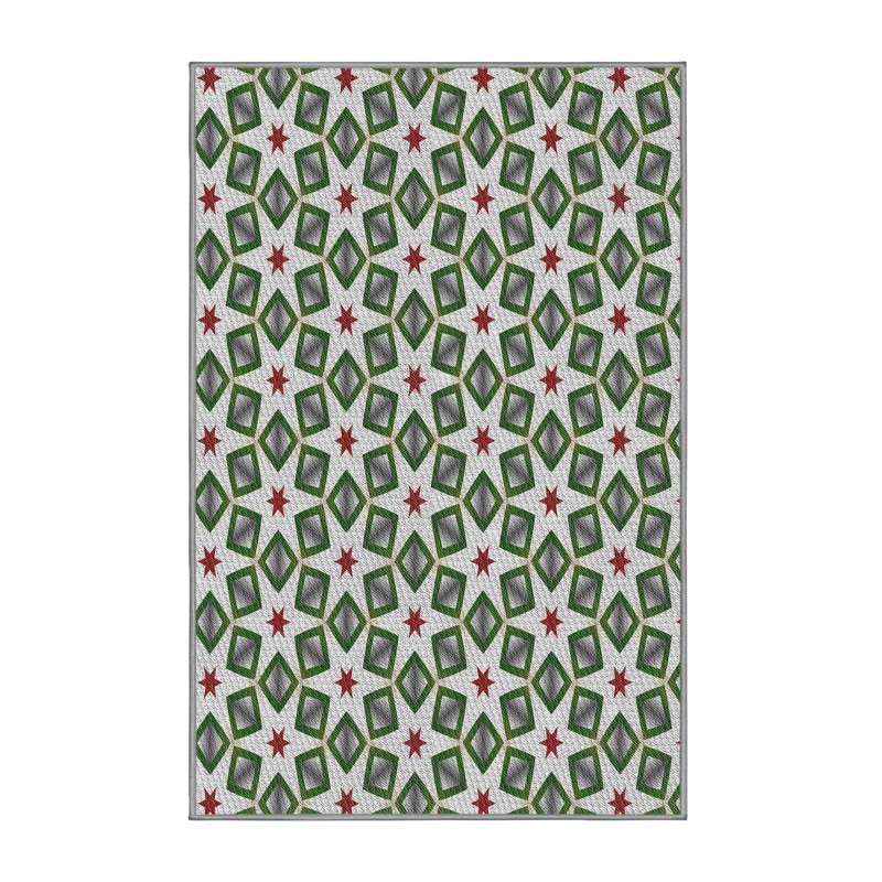 Tapis tissé à la machine vert, Rectangle 5 pi x 7 pi