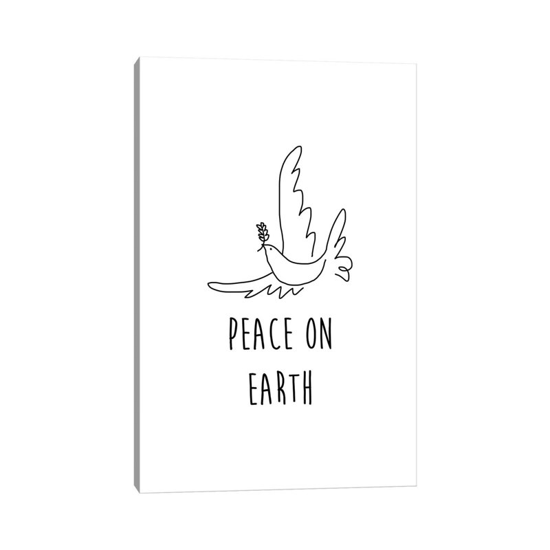 Peace On Earth B&W by Orara Studio - Wrapped Canvas Gallery-Wrapped Canvas Giclée, 20.32 cm H x 30.48 cm W